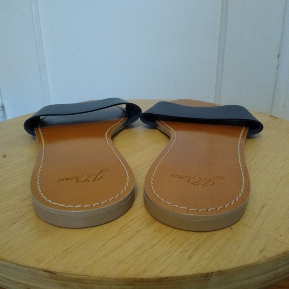 J. Crew Navy Leather Slide Sandals - Picture 5 of 6